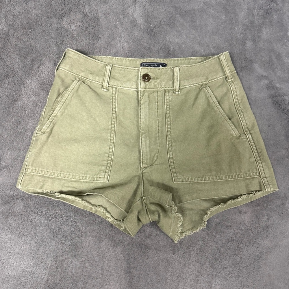 Abercrombie & Fitch Olive Green Denim Utility Shorts